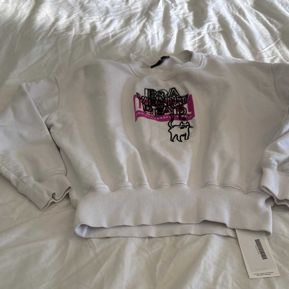 Diesel White Sweatshirt with Pink and Black Graphic